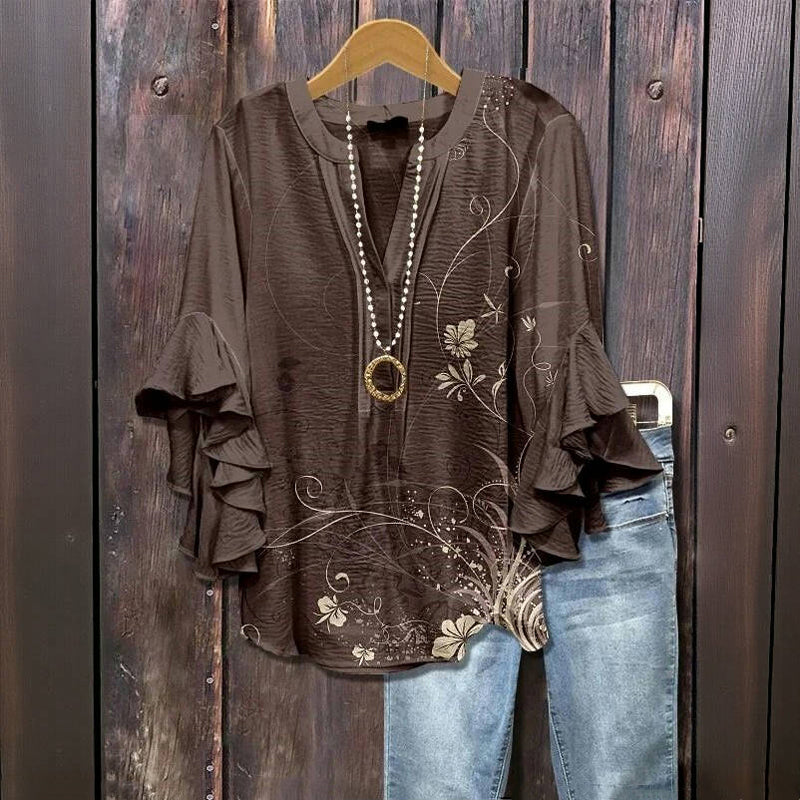 Vintage Floral Print Blouse