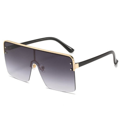 Fashion Big Frame Trend Metal Gradient Color All-in-one Sunglasses