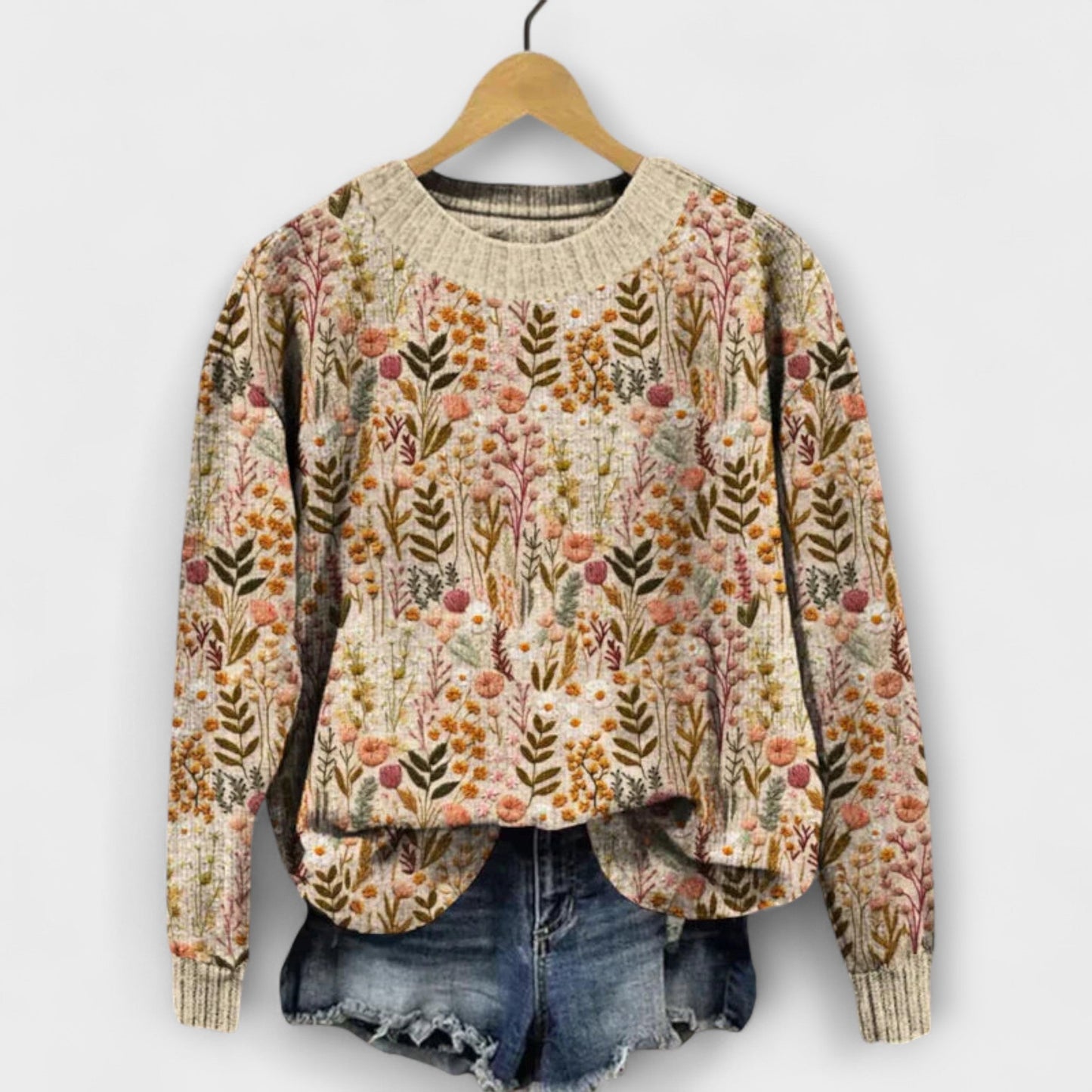 TINA | ELEGANT FLORAL KNIT SWEATER
