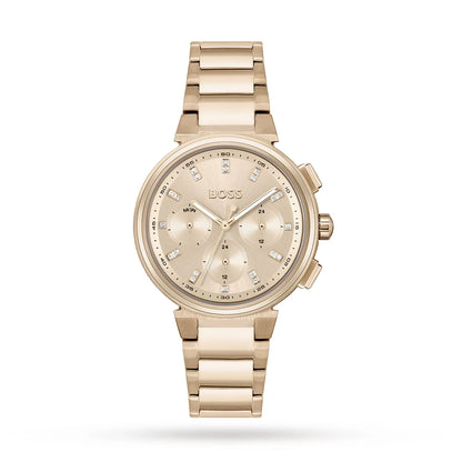 Hugo Boss Women's 1502592 Pandora Gold-Tone Stainless Steel Watch with Black Dial