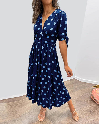 Nipa - Polka Dot V-Neck Dress