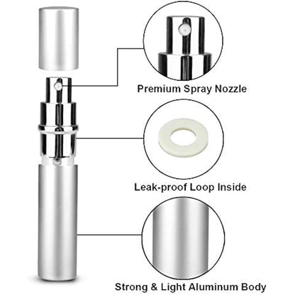 Zingso Refillable Travel Perfume Atomiser Bottles, 3 Pcs 6ml Mini Portable Spray Bottles Aftershave Empty Funnel and Diffuser Tool, (Black+silver+purple) (FYC22PBS+A2-FBA-SL)