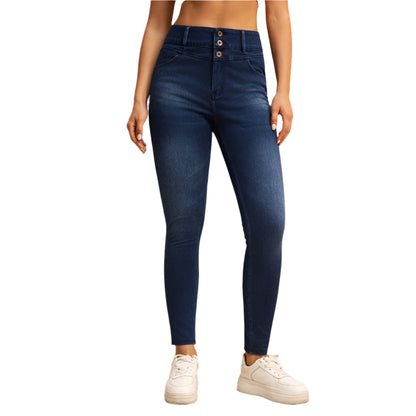 Shascullfites Melody High-Waisted Skinny Jeans for Women – Dark Blue Stretch Denim with Zipper Pockets & Butt-Lifting Fit