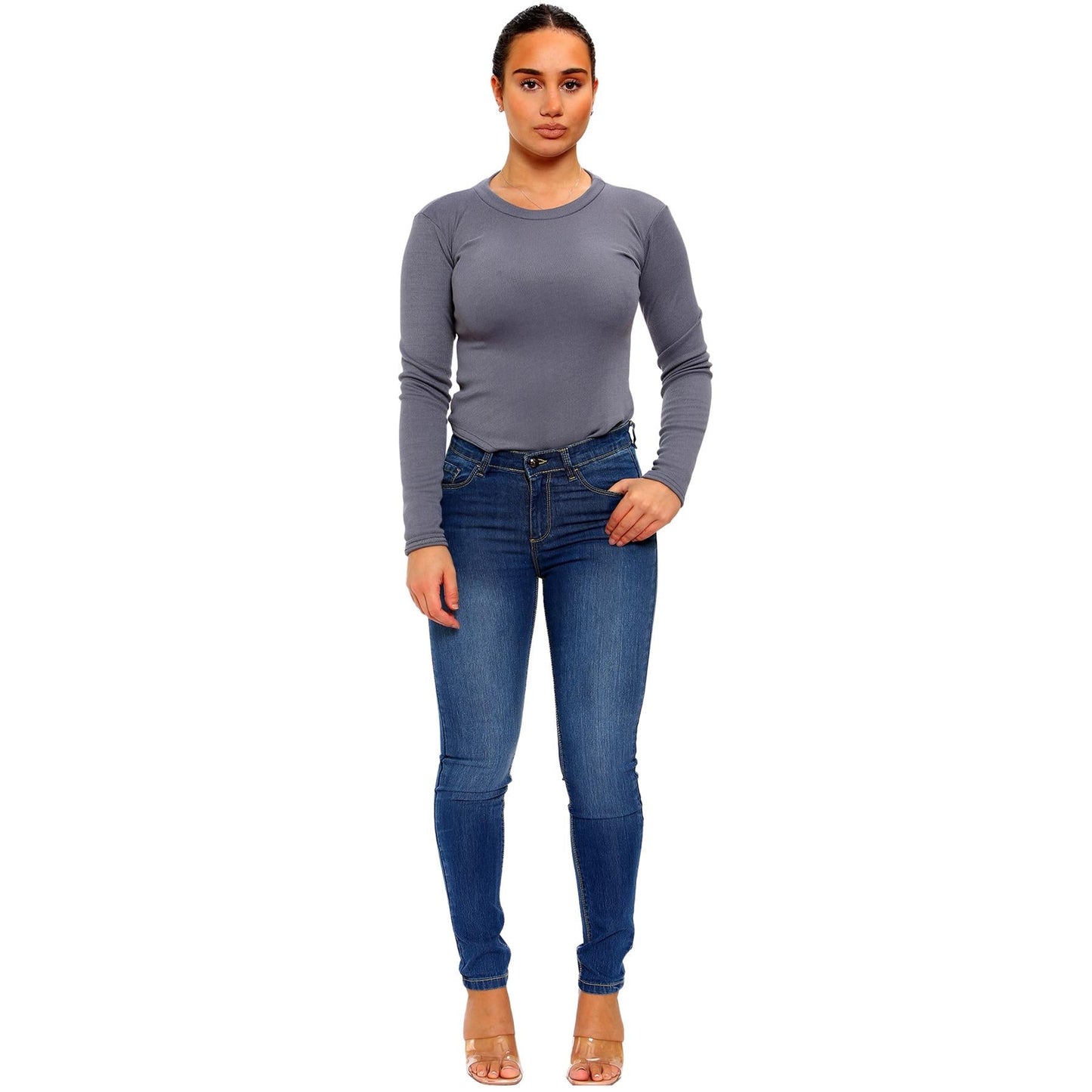 Enzo Womens Skinny Stretch Jeans Ladies New Denim Slim Fit Pants UK Size 8-22