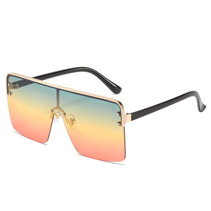 Fashion Big Frame Trend Metal Gradient Color All-in-one Sunglasses