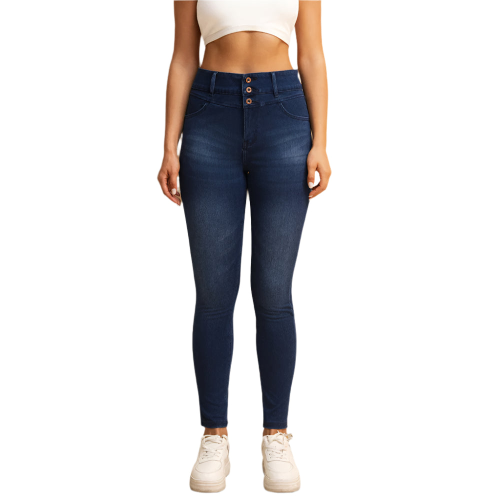 Shascullfites Melody High-Waisted Skinny Jeans for Women – Dark Blue Stretch Denim with Zipper Pockets & Butt-Lifting Fit