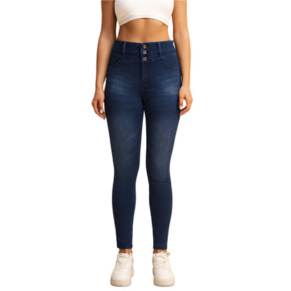 Shascullfites Melody High-Waisted Skinny Jeans for Women – Dark Blue Stretch Denim with Zipper Pockets & Butt-Lifting Fit