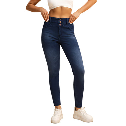 Shascullfites Melody High-Waisted Skinny Jeans for Women – Dark Blue Stretch Denim with Zipper Pockets & Butt-Lifting Fit