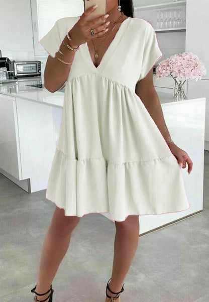 Ladies Italian V Neck Smock Dress