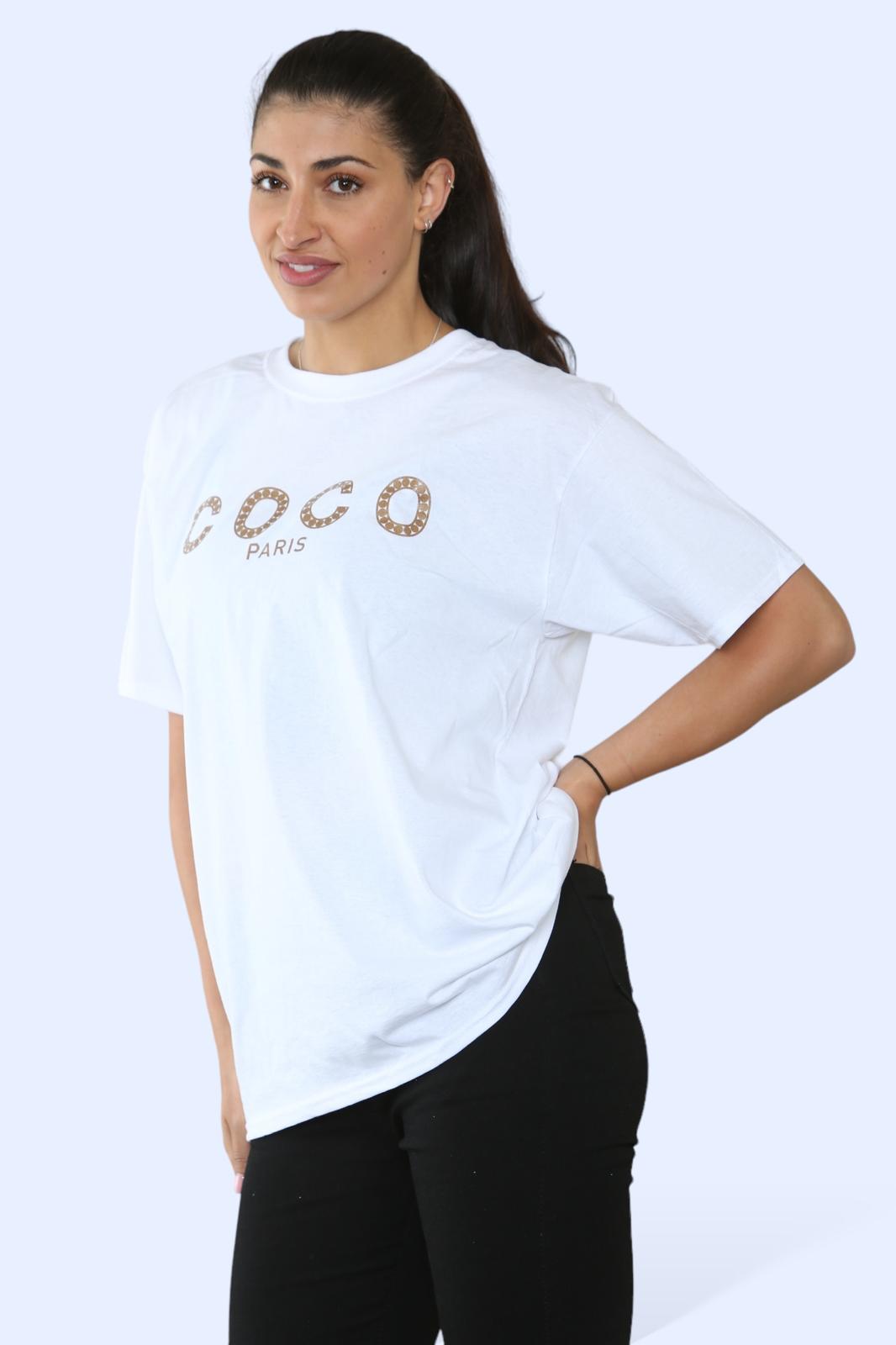 Ladies Coco Paris  Printed Short Sleeve T-Shirt Top