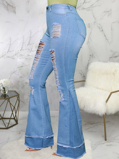 Stylish Versatile Hollow Out Bootcut Jeans Women