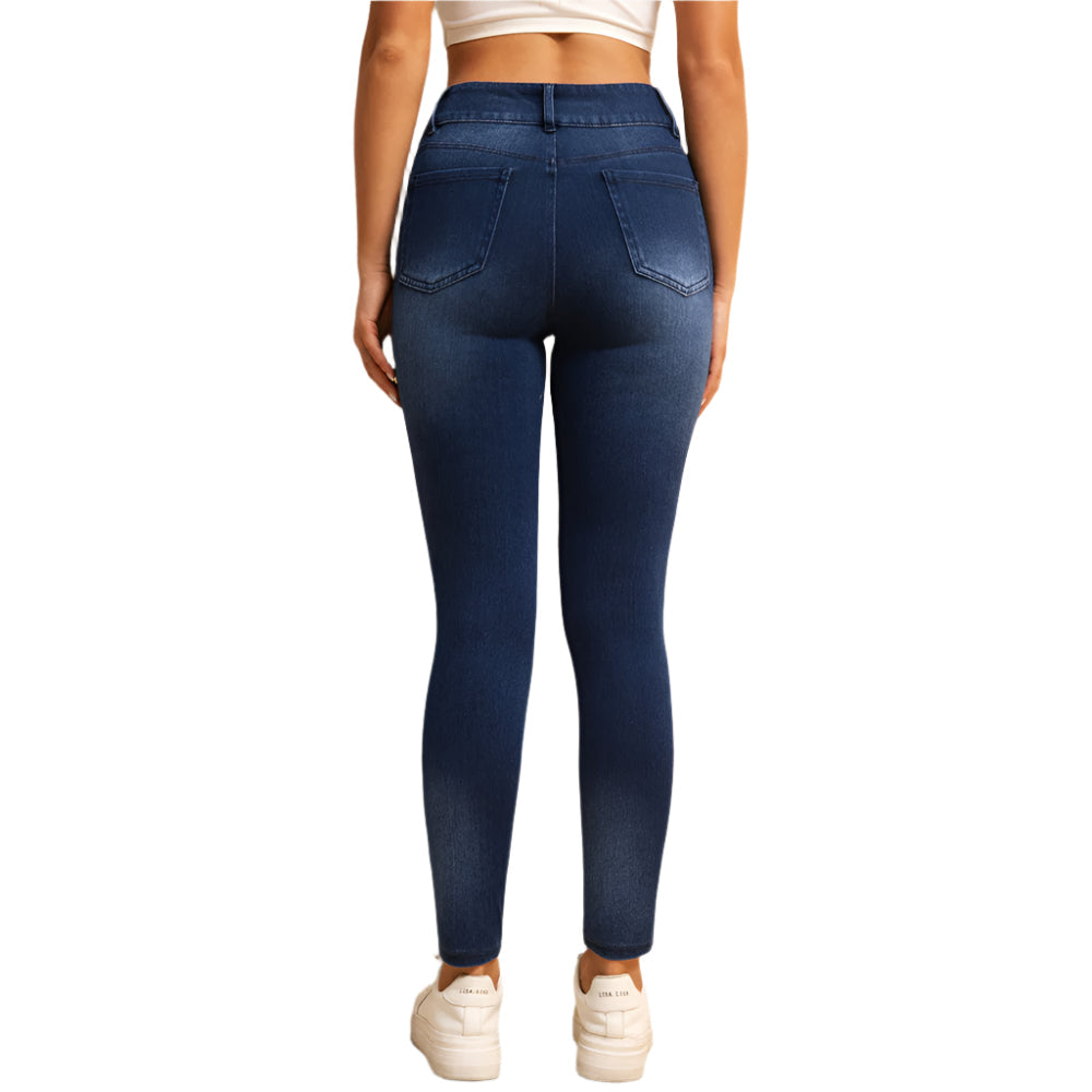 Shascullfites Melody High-Waisted Skinny Jeans for Women – Dark Blue Stretch Denim with Zipper Pockets & Butt-Lifting Fit
