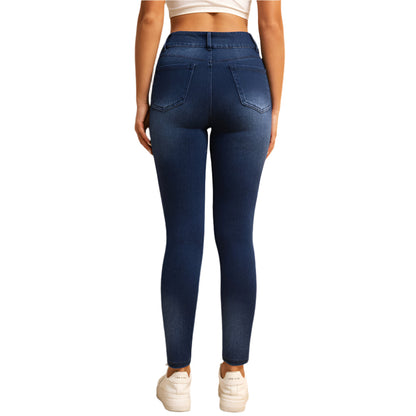 Shascullfites Melody High-Waisted Skinny Jeans for Women – Dark Blue Stretch Denim with Zipper Pockets & Butt-Lifting Fit