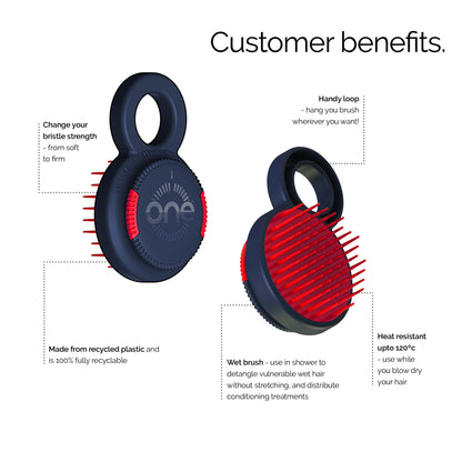 ONE Go - Blue, Compact, Travel friendly Hairbrush