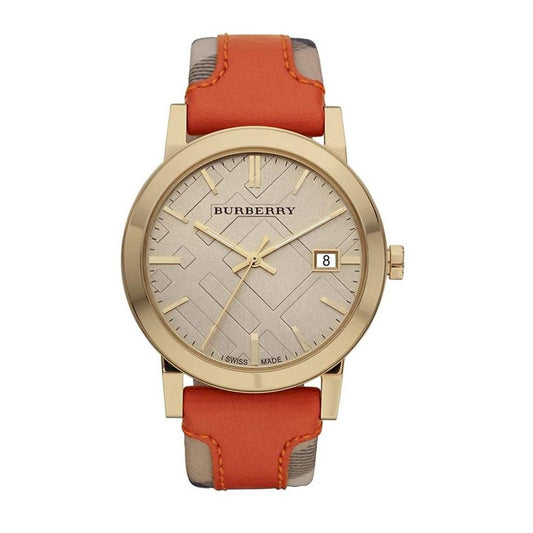 Burberry Men's Watch The City Check Champagne Red BU9016