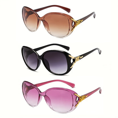 3 Pairs of Women's Luxury Golden Fox Oval Fashion Glasses - Retro Style