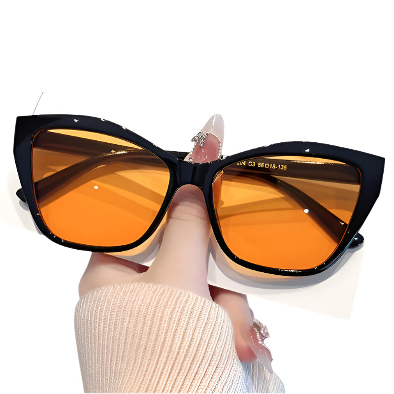 Women's Fashion Cat Eye Color Block Frame Gradient  Leopard Print Glasses