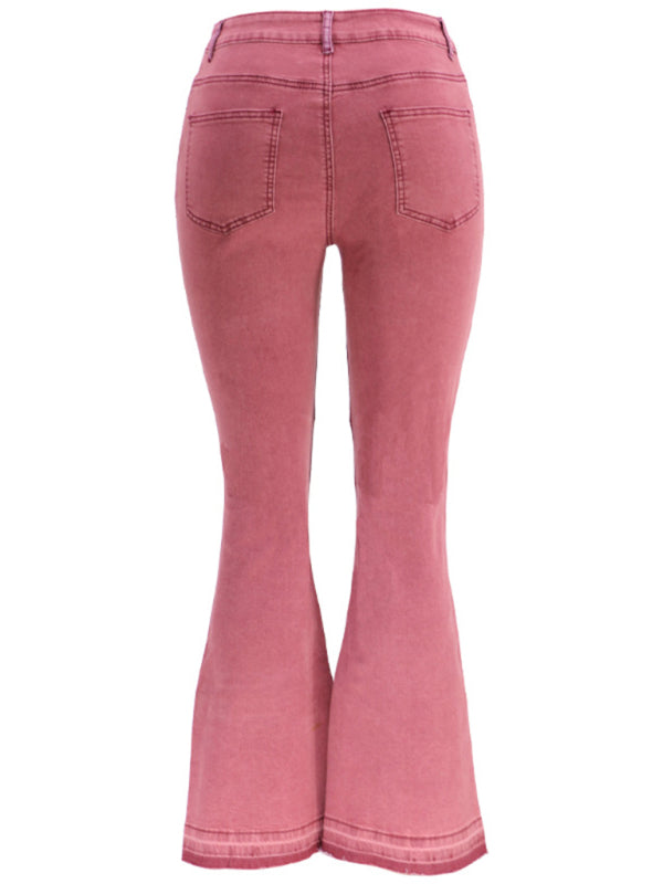 Women's Colorblock High Waist Flared Jeans