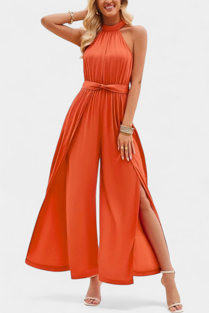 Nyree Asymmetric Jumpsuit with Cut-Out and Tie Sleeve