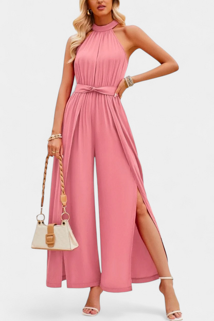 Nyree Asymmetric Jumpsuit with Cut-Out and Tie Sleeve