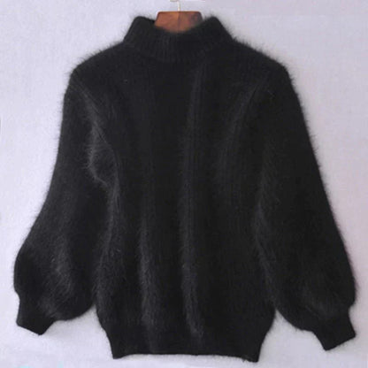 Joy - Fluffy Knitted Oversized Turtleneck Sweater