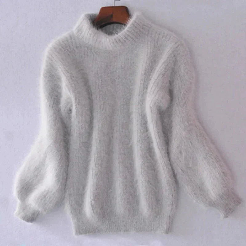 Joy - Fluffy Knitted Oversized Turtleneck Sweater