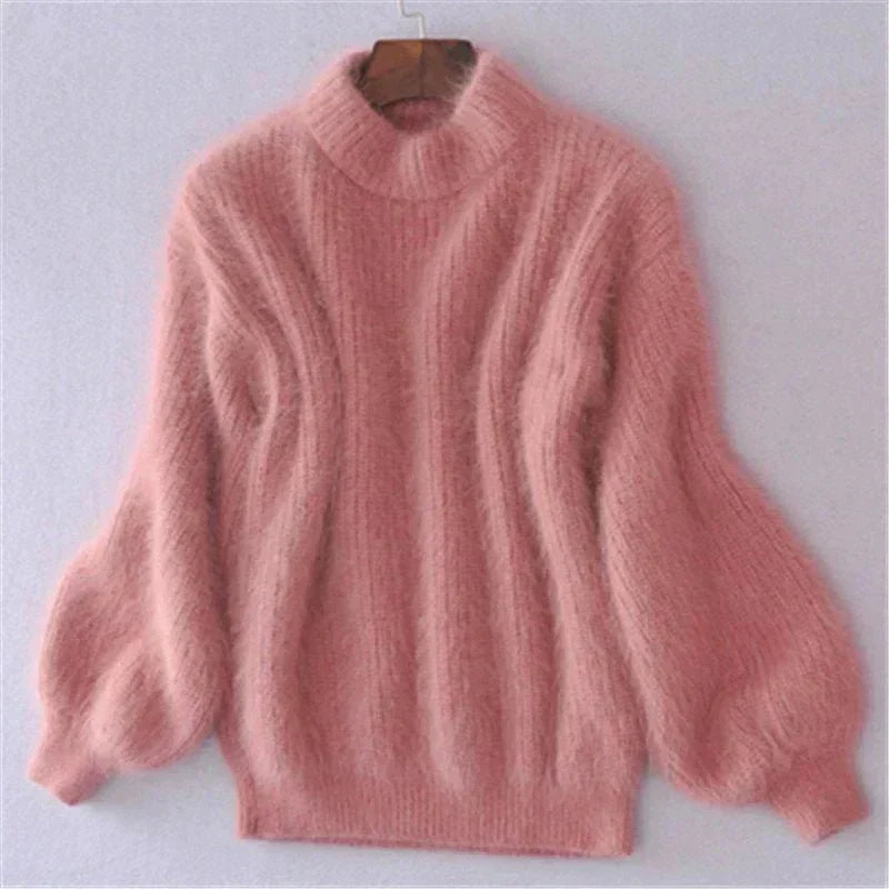 Joy - Fluffy Knitted Oversized Turtleneck Sweater