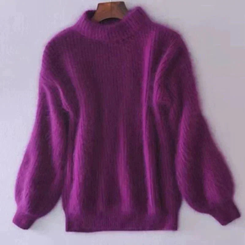 Joy - Fluffy Knitted Oversized Turtleneck Sweater