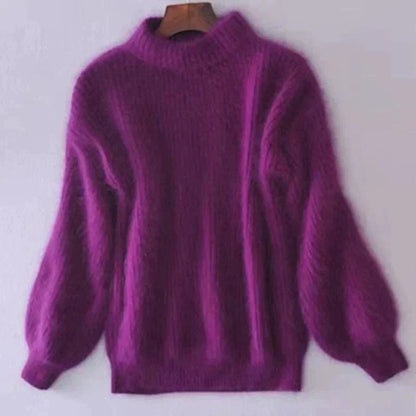 Joy - Fluffy Knitted Oversized Turtleneck Sweater