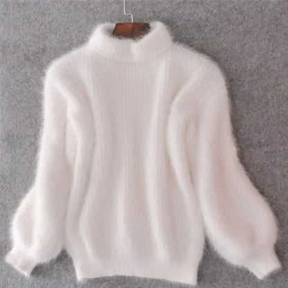 Joy - Fluffy Knitted Oversized Turtleneck Sweater