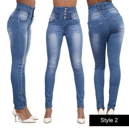 Womens Stretch Jeans Denim Jeggings High Waist Stretchy Skinny Slim Fit Pants UK